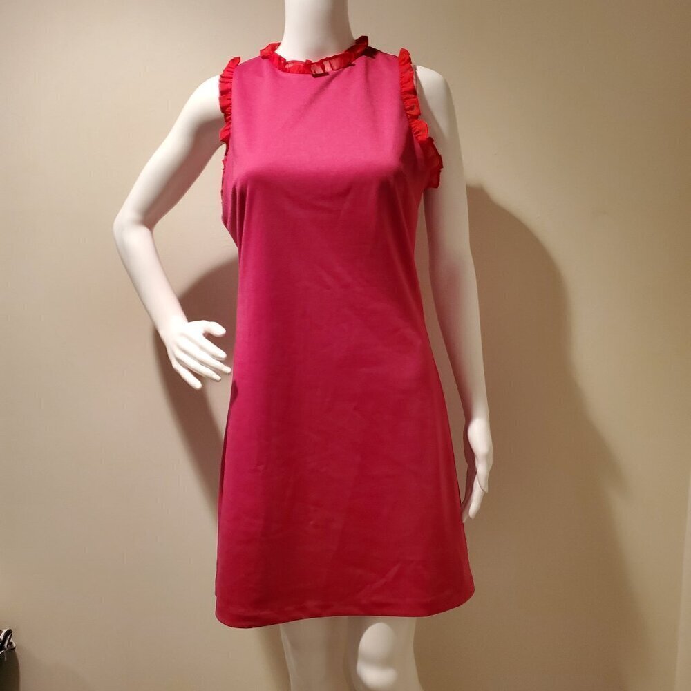 NWT Alexia Admor Blair Ruffle Trim Sheath Dress Pink Red S